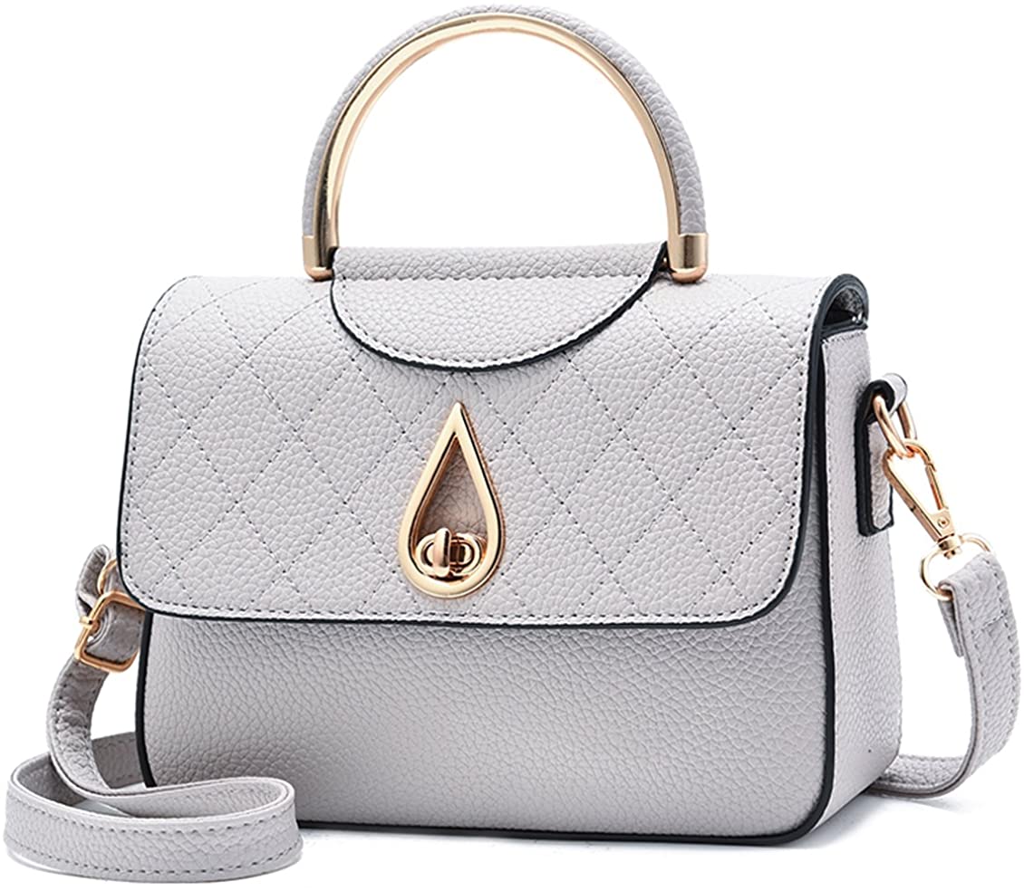 Price:$19.99    Covelin Women's Small Leather Handbag Tote Shoulder Crossbody Bag Light Grey  Clothing