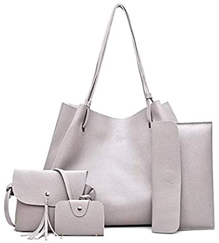 Price:$10.99    4pcs Women Leather Handbag Lady Shoulder Bag Tote Purse  Clothing