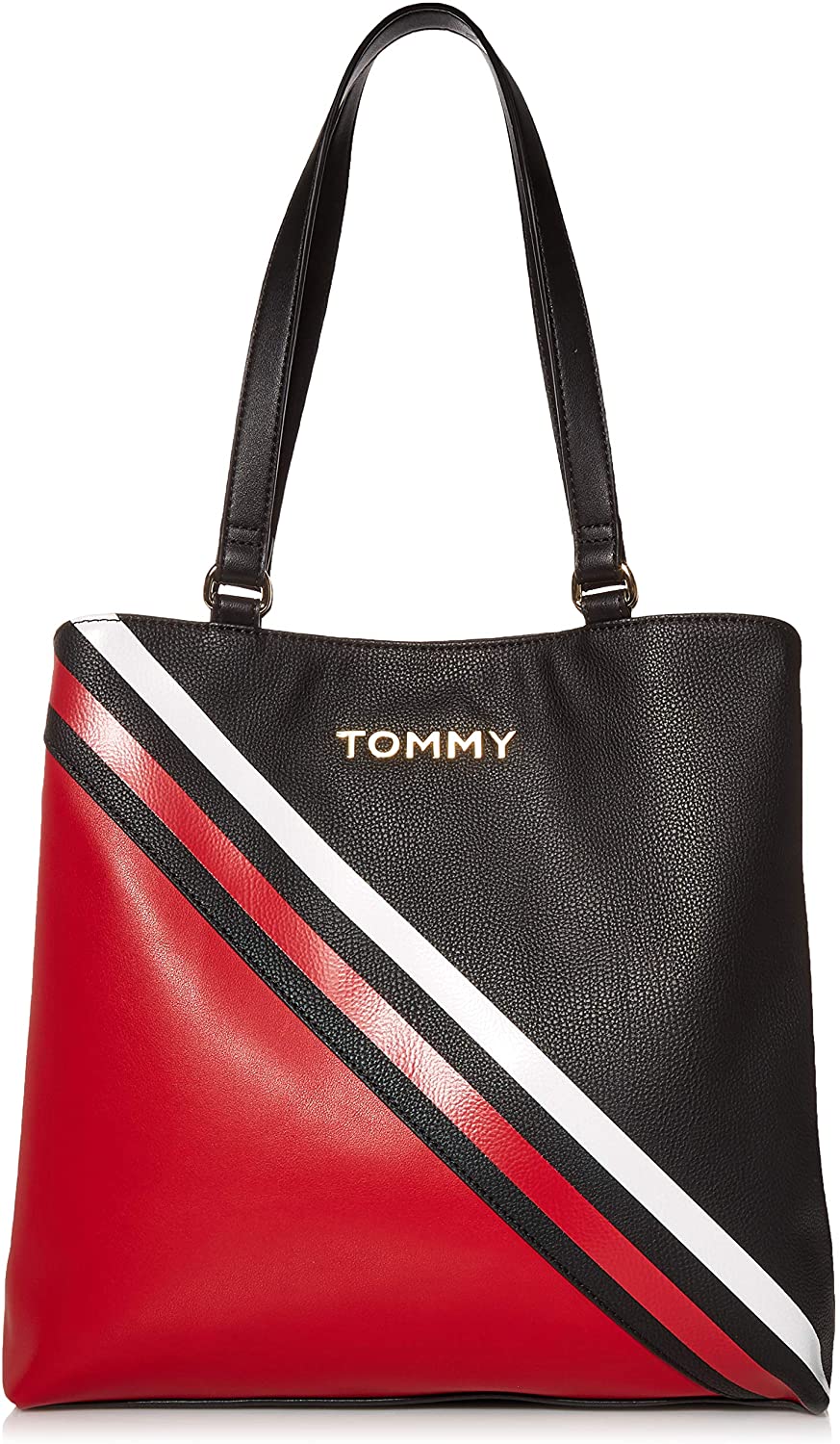 Price:$142.15    Tommy Hilfiger Shea Tote, Black/Red  Clothing