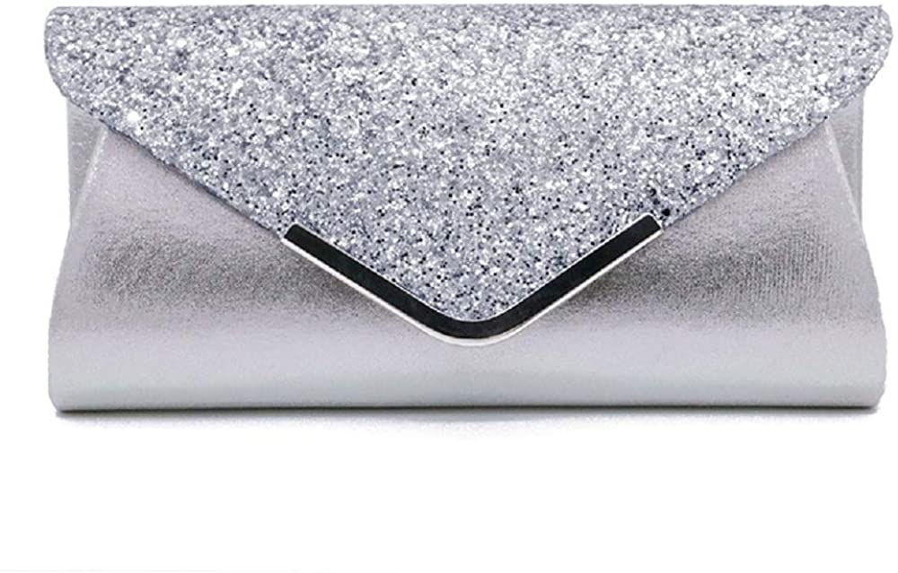 Price:$13.99 Noviko Women Evening Bag Party Prom Clutch Handbag Wedding Purse Shoulder Bag (silver)  Handbags   