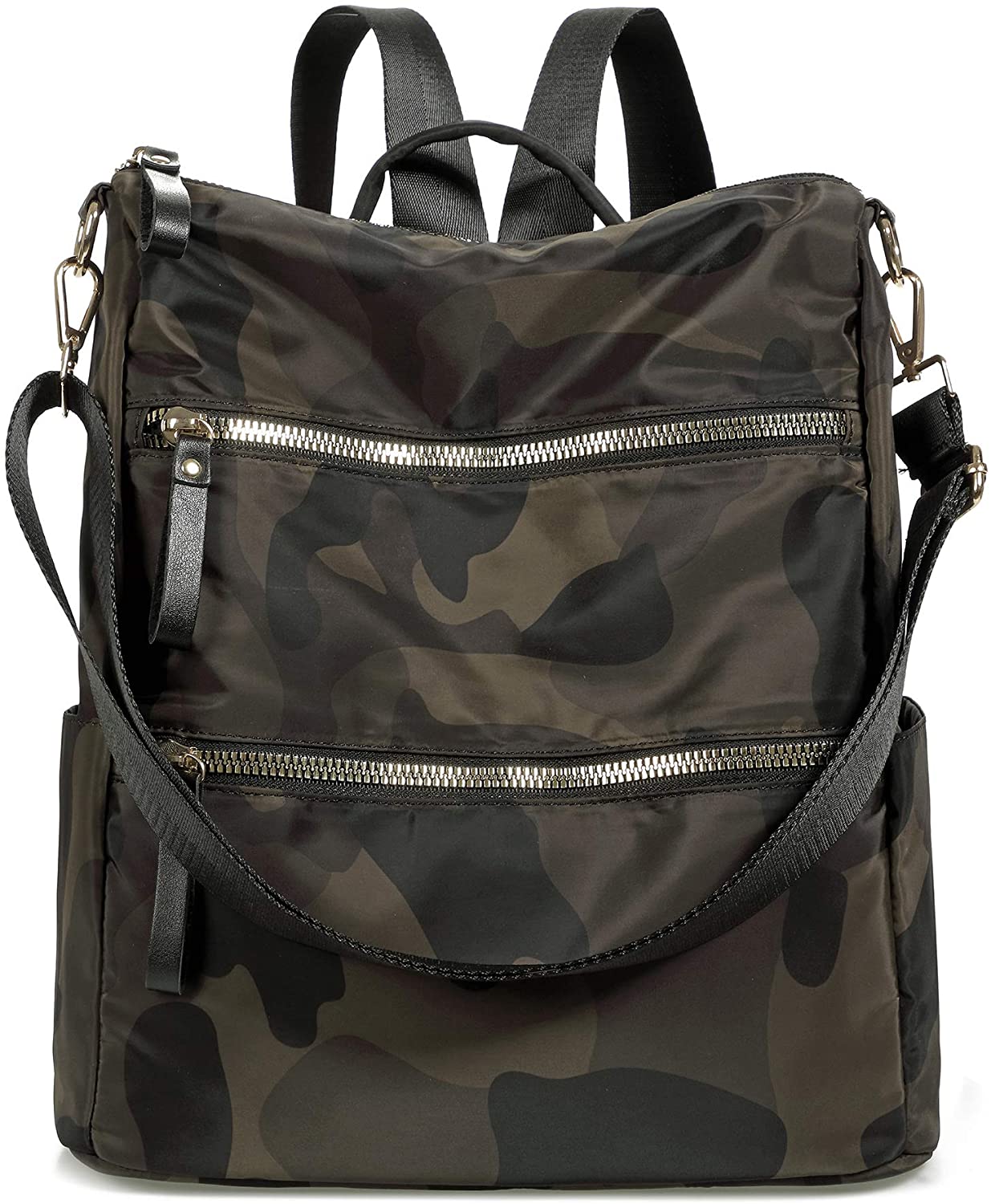 Price:$35.99    Waterproof Nylon Women Backpack Purse Multipurpose School Travel Shoulder Bag (B-Camo Green)  Clothing