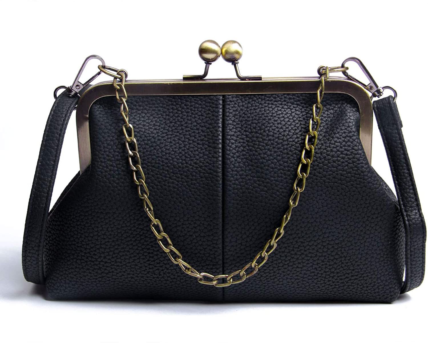 Price:$19.88 Lanpet Women Classical Kiss Lock Clutch with Chain Strap Shoulder Bag Purse Wallet  Handbags   