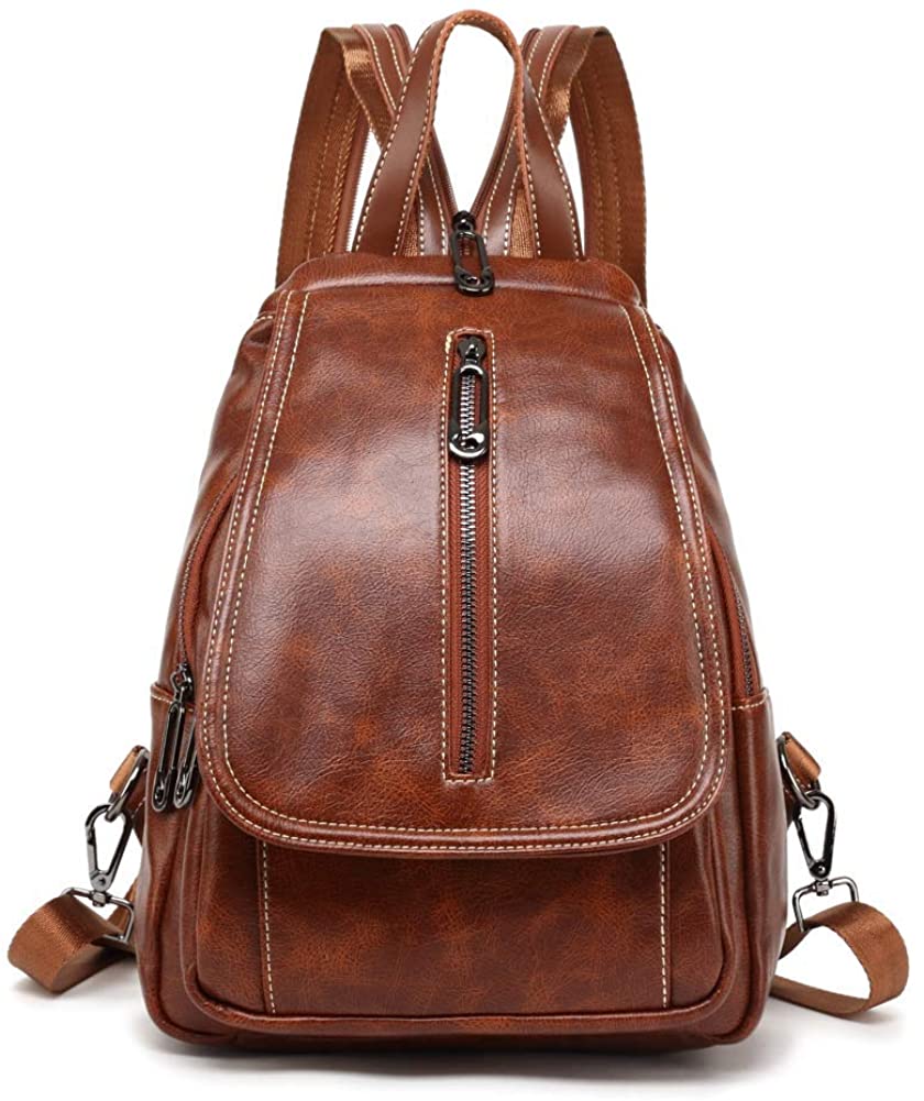 Price:$32.00    Womens Leather Small Sling Backpack Purse Tear Drop Shoulder Bag with Convertible Shoulder Strap, Brown  Clothing