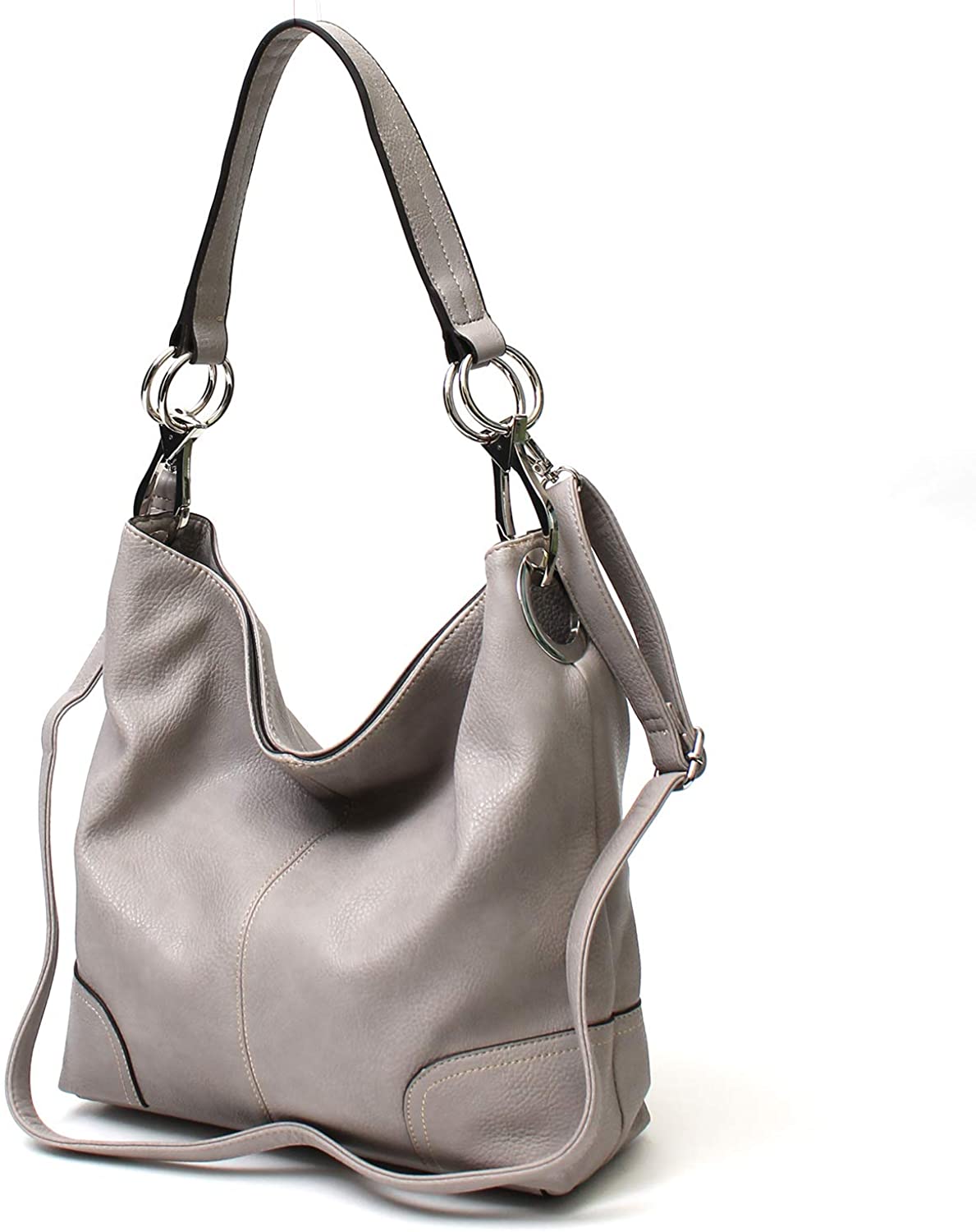 Price:$31.95    Janin Handbag Bucket Style Hobo Shoulder Bag with Big Snap Hook Hardware Tall Size  Clothing