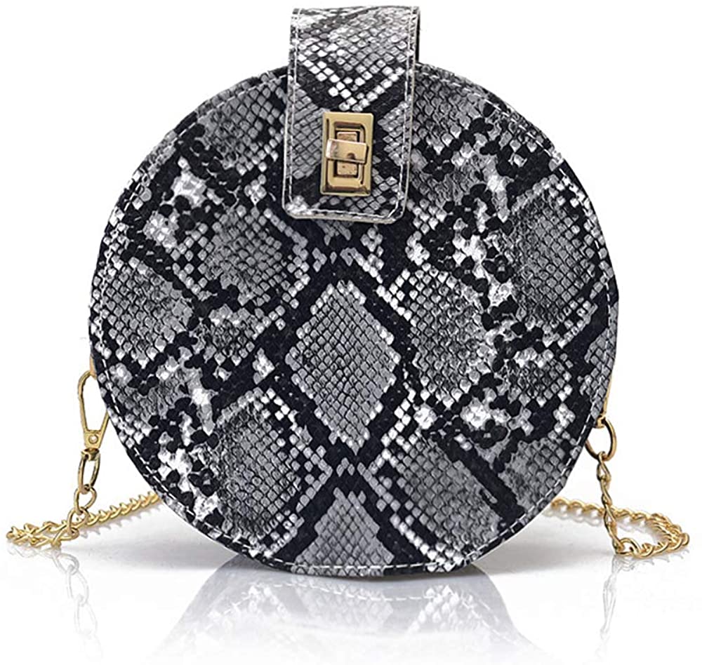 Price:$21.99 Tecing Small Crossbody Bags for Women Leather Round Snakeskin Clutch Purses and Handbags Shoulder Bag Black  Handbags   