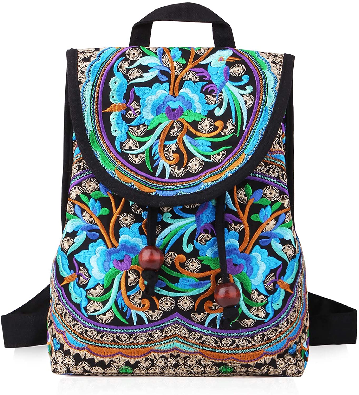 Price:$22.99    Handmade Embroidered Backpack for Women, Mazexy Boho Shoulder Bag Vintage Ethnic Flower Cross-body Bag  Clothing