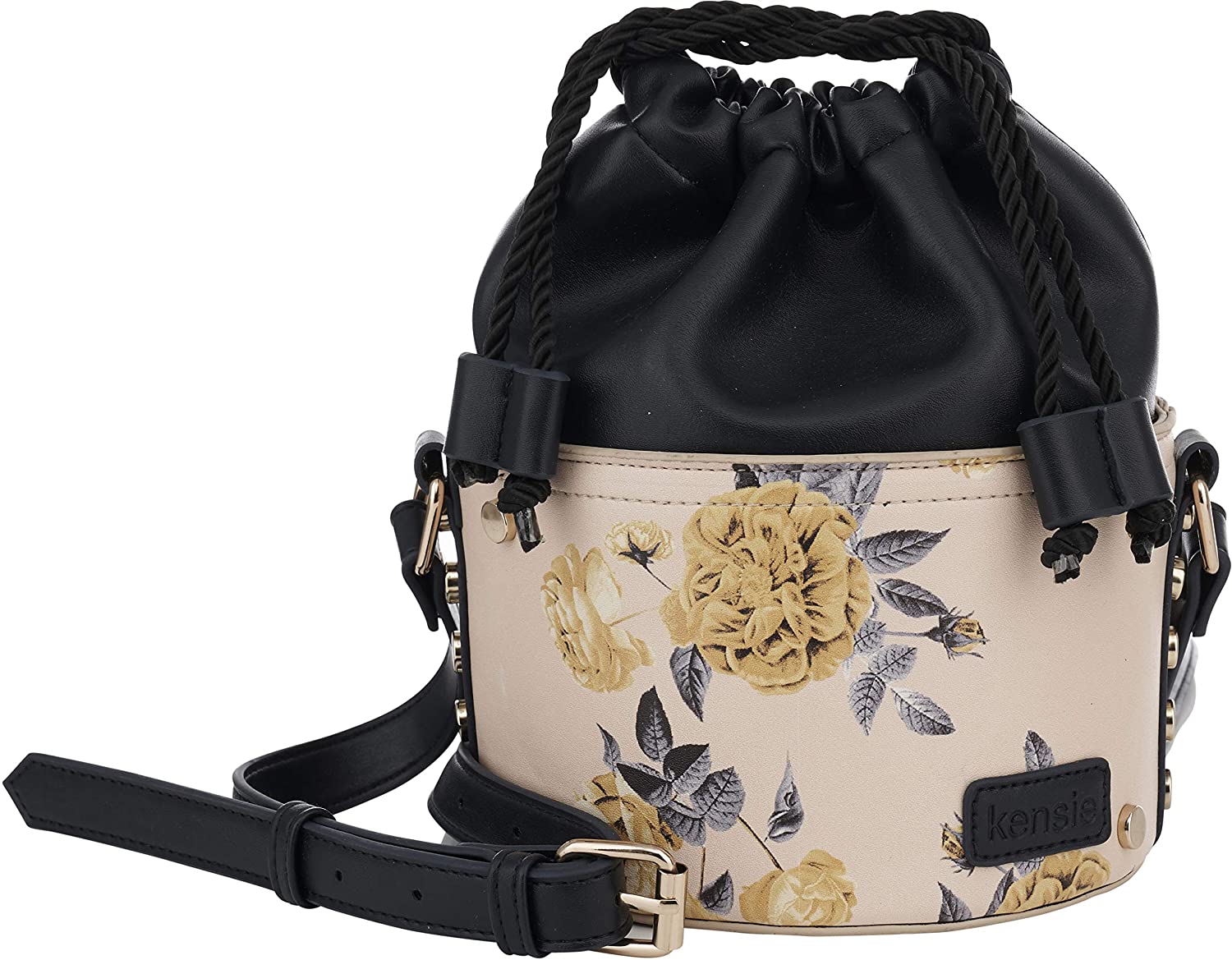Price:$36.94    Kensie Drawstring Bucket Bag - Women’s Fashion Tote Purse Handbag - Shoulder Bag With Adjustable Strap - Golden Rose  Clothing