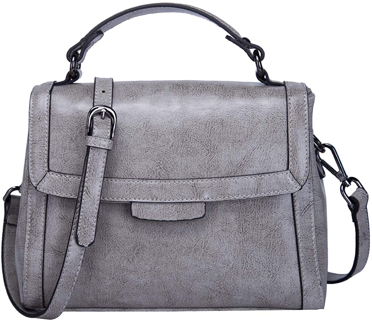 Price:$69.99    BOYATU Real Leather Handbag for Women Top Handle Bag Ladies Crossbody Bag Grey  Clothing