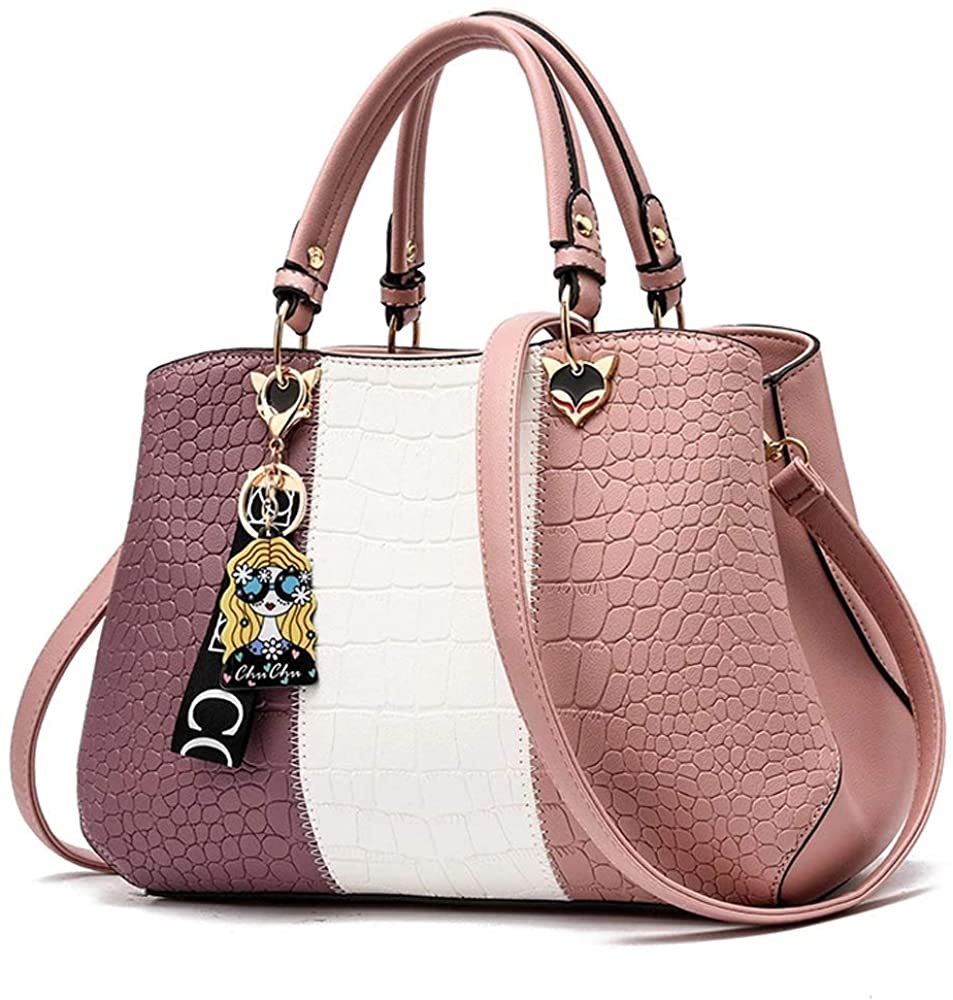 Price:$28.99    Handbags for Women Fashion Ladies Purses PU Leather Satchel Shoulder Tote Bags (Pink2)  Clothing