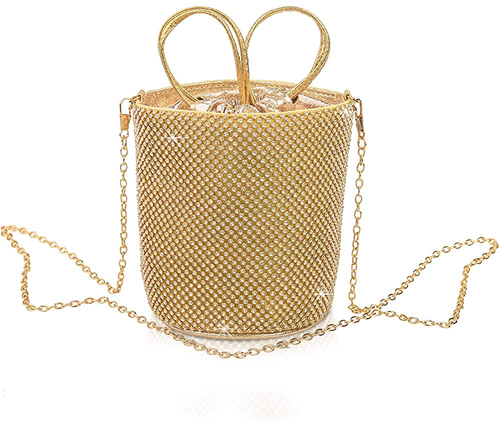 Price:$9.99    VEYIINA NERO Women Bucket Bag Bling Diamond Handbag Mini Rhinestone Chain Crossbody Bags Small Messenger Shoulder Bag  Clothing
