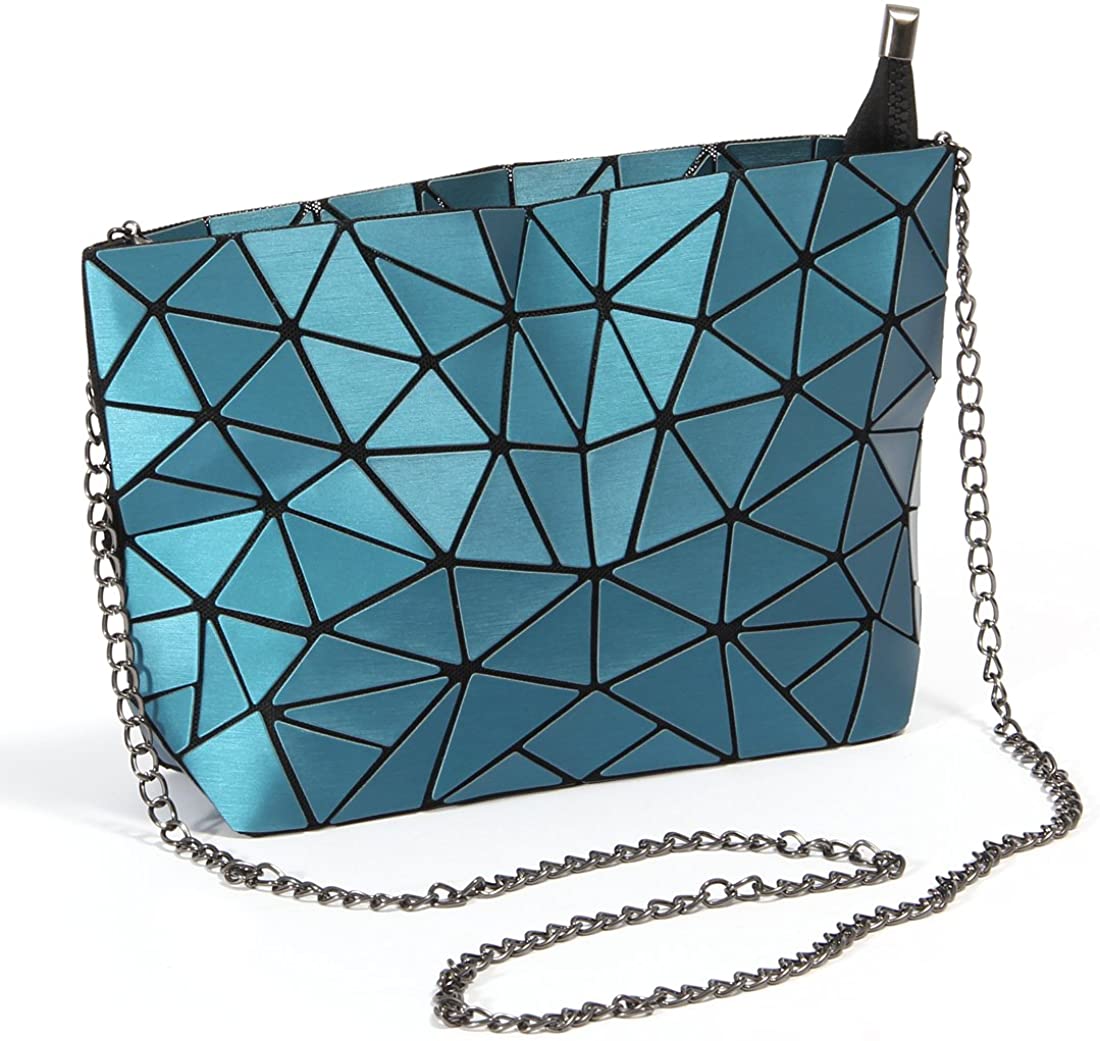 Price:$16.71 Obvie Fashion Rainbow Shoulder Bag Geometric Gradient Colorful PU leather Womens Handbag (Blue)  Handbags   