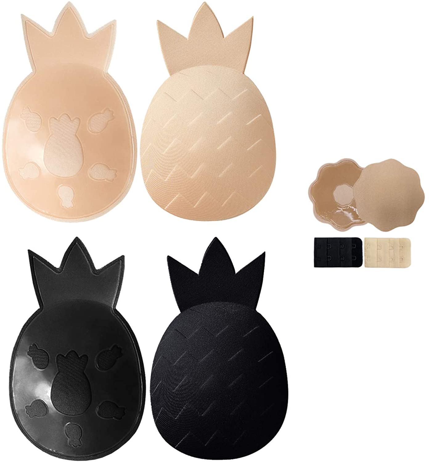 Price:$16.99 Push Up Bras Invisible Lift Nipple Cover Strapless Sticky Reusable Breast Tape for Women with Pineapple Ear 2 Pairs at Amazon Women’s Clothing store