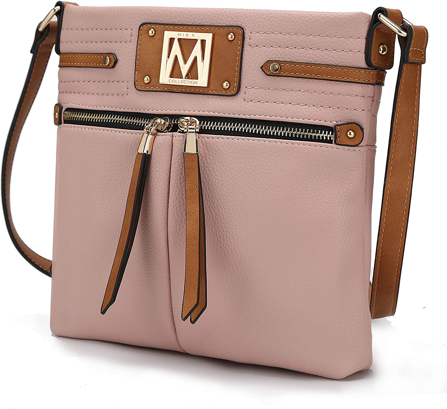 Price:$26.49 Mia K Collection Crossbody Bags for Women Purses – PU Leather – Ladies Medium Over the Shoulder Side Messenger Bag Pink  Handbags   