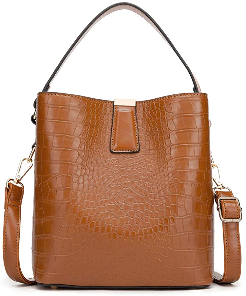 Price:$28.99 Crossbody bags for Women Designer Handbags Ladies Bucket Shoulder Purses Faux Leather (Brown)  Handbags   