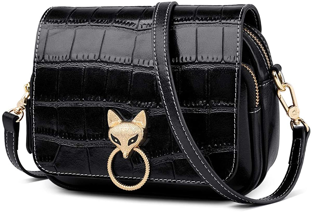 Price:$46.99 Small Leather Crossbody Bags for Women, Genuine Cow Leather Crocodile Skin Pattern Ladies Mini Messenger Bags with Adjustable Shoulder Strap Womens Fashion Satchel Purses and Handbags (Black)  Handbags   