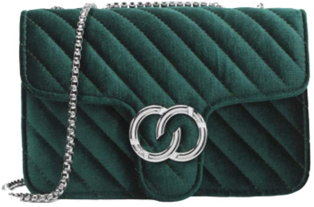 Price:$29.99 Rare Fig Crossbody Handbag Purse For Women – Small Velvet Quilted Shoulder Bag - Green  Handbags   