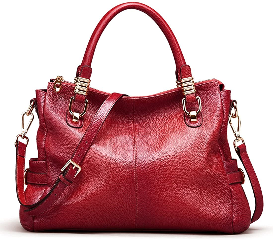 Price:$45.98    AINIMOER Womens Genuine Leather Vintage Tote Shoulder Bag Top-handle Crossbody Handbags Large Capacity Ladies' Purse (Wine)  Clothing