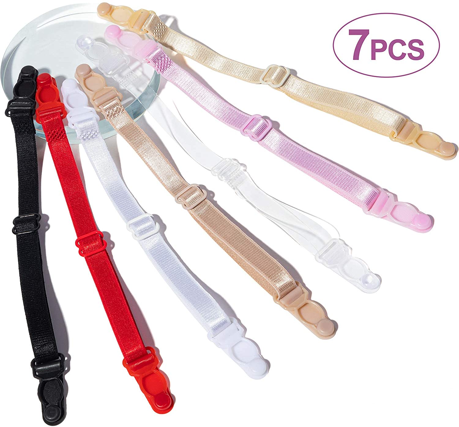 Price:$3.95 Bra Strap Clips Holder Set, Elastic Non-Slip Straps with Buckle at Amazon Women’s Clothing store