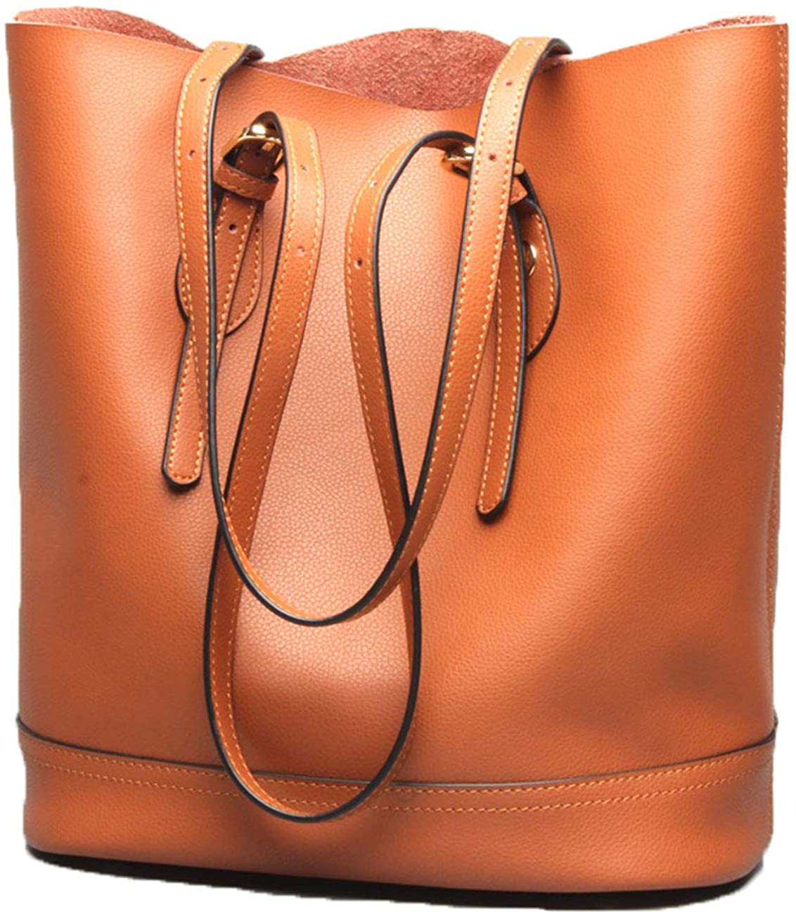 Price:$49.99    Women's Handbag Genuine Leather Tote Shoulder Bucket Bags Elegant Style Large Capacity (Brown)  Clothing