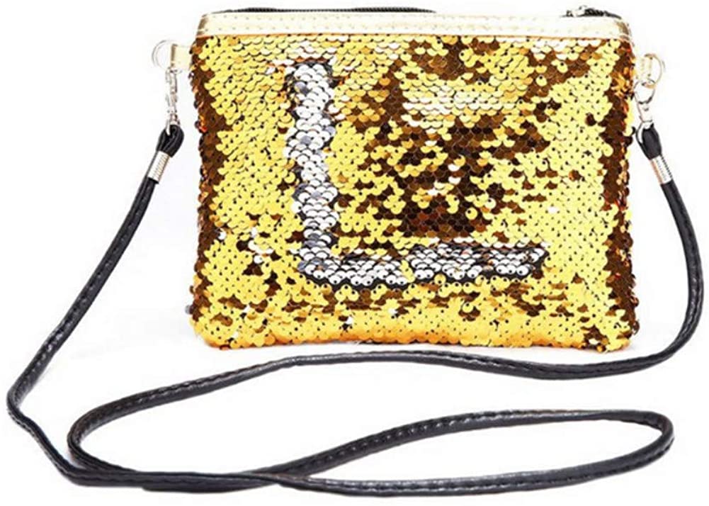 Price:$10.99 Girls Glitter Sequins Crossbody Purse Women Shoulder Bag Envelopes Clutch Handbags (Gold)  Handbags   