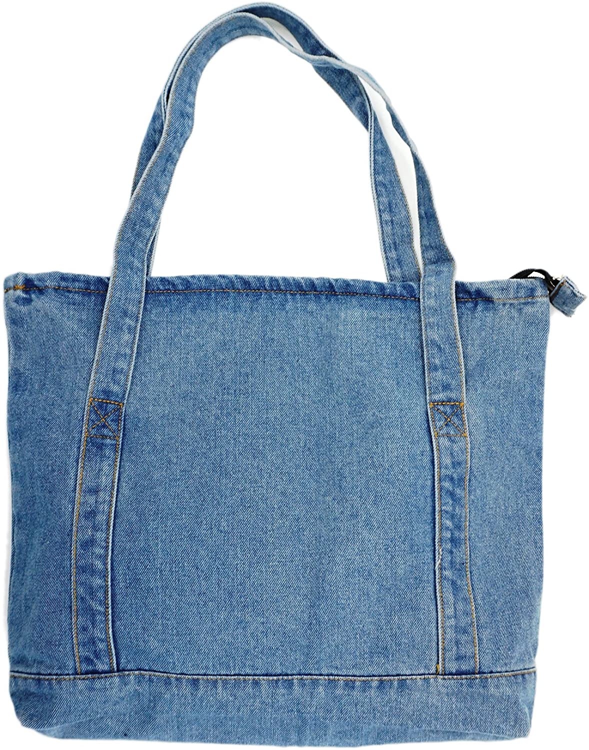Price:$13.90    Yunzh Casual Denim Shoulder Bags,Classic Canvas Bag,Denim Tote Shoulder Handbag,Shopping School Travel Pockets, 1lightblue, Medium  Clothing
