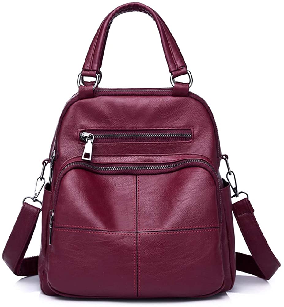 Price:$12.99    Small Backpack Purse for Women - Convertible Shoulder Bag Mini Waterproof Leather Handbag for Travel (Red)  Clothing