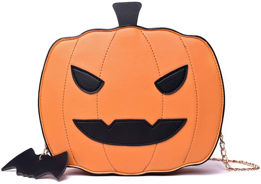 Price:$22.99    RollingBronze Women Pumpkin Handbag Halloween Candy Bag Little Devil Shoulder Messenger Bag Purse, Brown, 19x18x7cm  Clothing