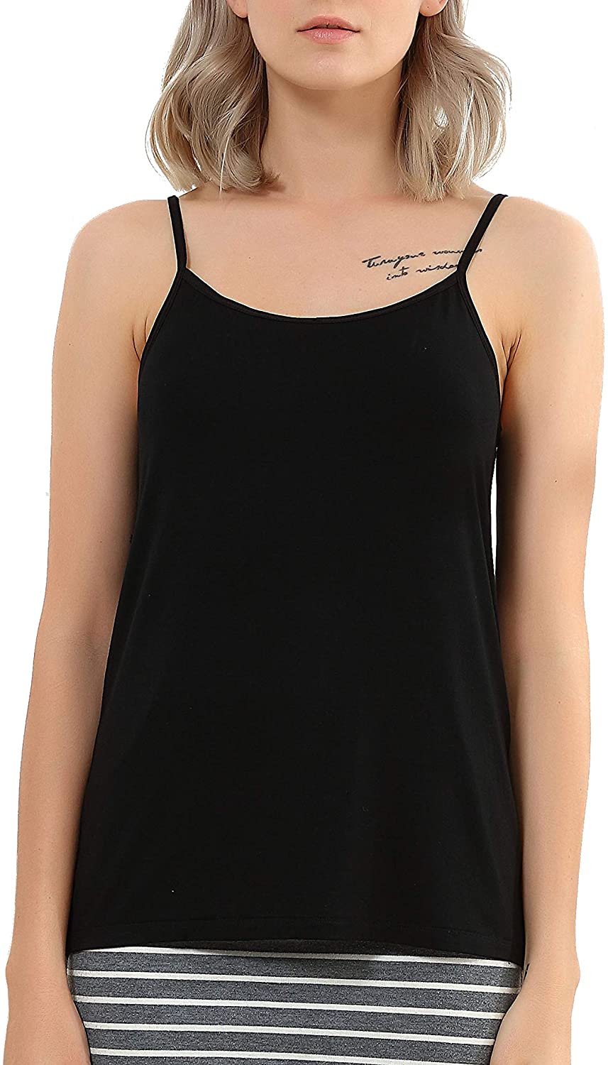 Price:$9.99 FITAB Women's Basic Modal Camisole, Tank TOP for Women, Cami with Adjustable Spaghetti Strap, White, Grey, Black, 1-3Packs at Amazon Women’s Clothing store