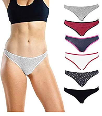 Price:$12.99    Emprella Cotton Underwear Women 6 Thong Pack - No Show Panties, Seamless Sexy Breathable  Clothing