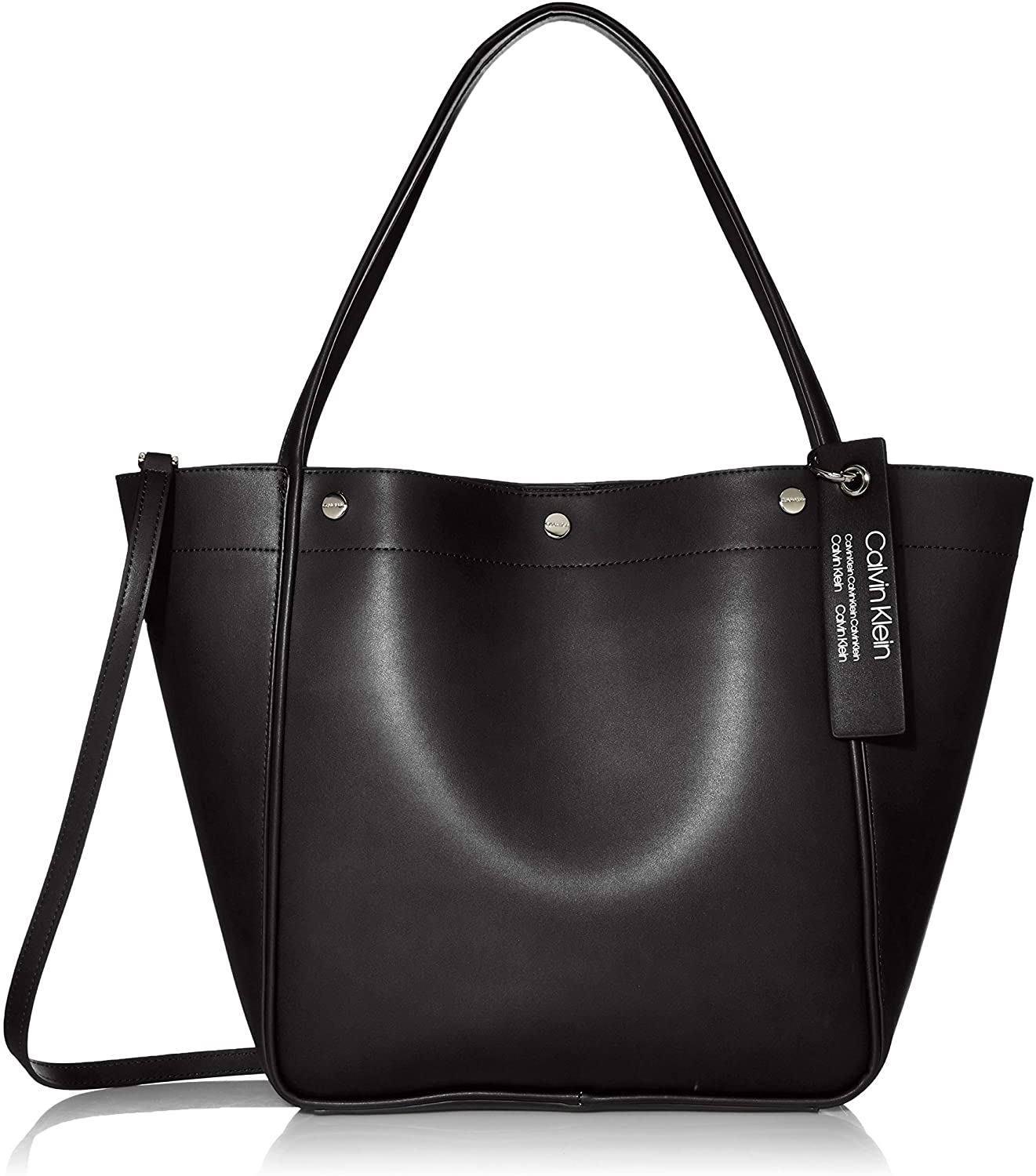 Price:$138.56    Calvin Klein Amber Novelty Tote, Black/Silver  Clothing