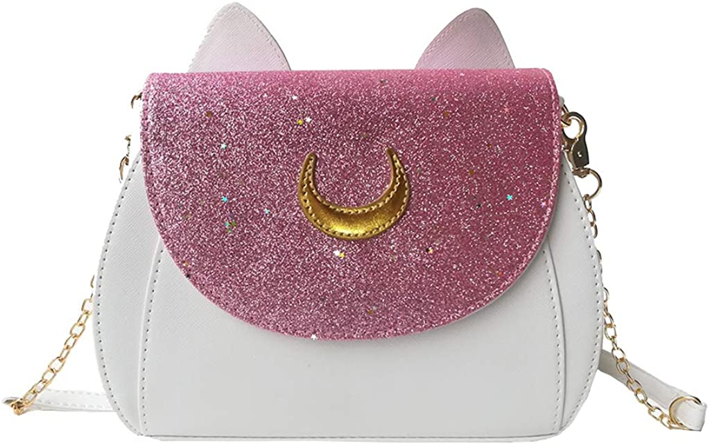 Price:$22.99 Moonlitt Luna Cosplay Sailor Moon Handbags Cat Ears Crossbody Shoulder Bags for Women (PINK) (PINK)  Handbags   