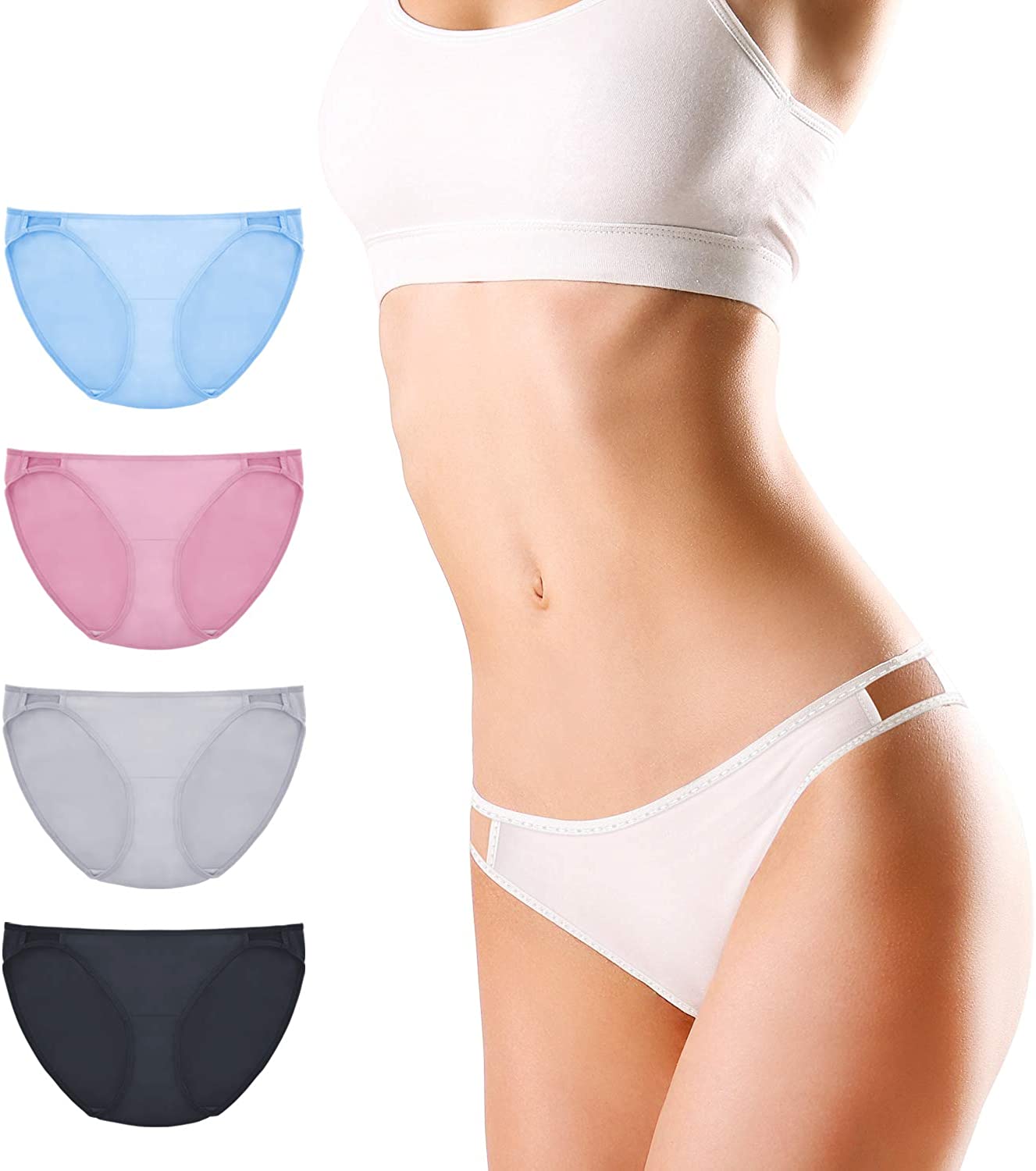 Price:$19.99 AntelopAir Underwear for Women Nylon Low Rise Women's Underwear Stretch String Bikini 5 Pack at Amazon Women’s Clothing store