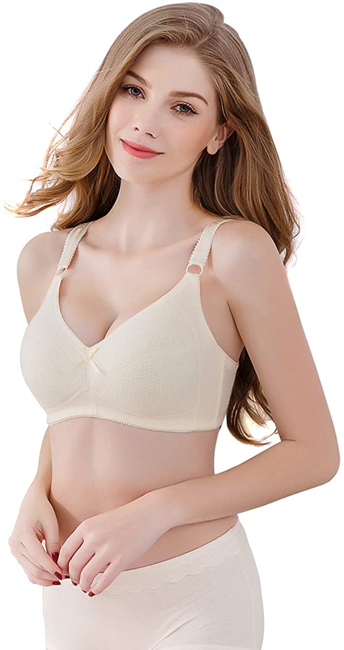 Price:$9.14 N NAANSI Middle Elderly Women Wireless Cotton Bra Breathable Soft Cup Everyday Bras at Amazon Women’s Clothing store