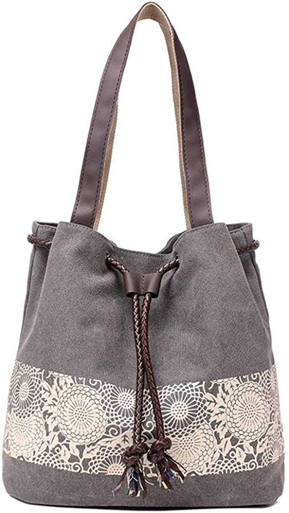 Price:$15.99    Lace Casual Handbag Shoulder Bag Tote Bag Travel Bag Cotton Canvas bag Roomy purse Durable Lightweight women Grey  Clothing