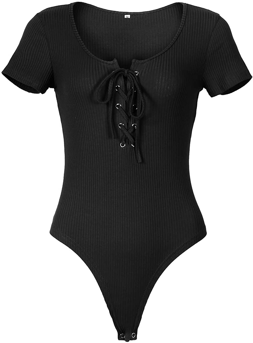 Price:$14.99 PALINDA Women's Short Sleeve Basic Button Down Knitted Ribbed Stretchy Bodysuits Leotard at Amazon Women’s Clothing store
