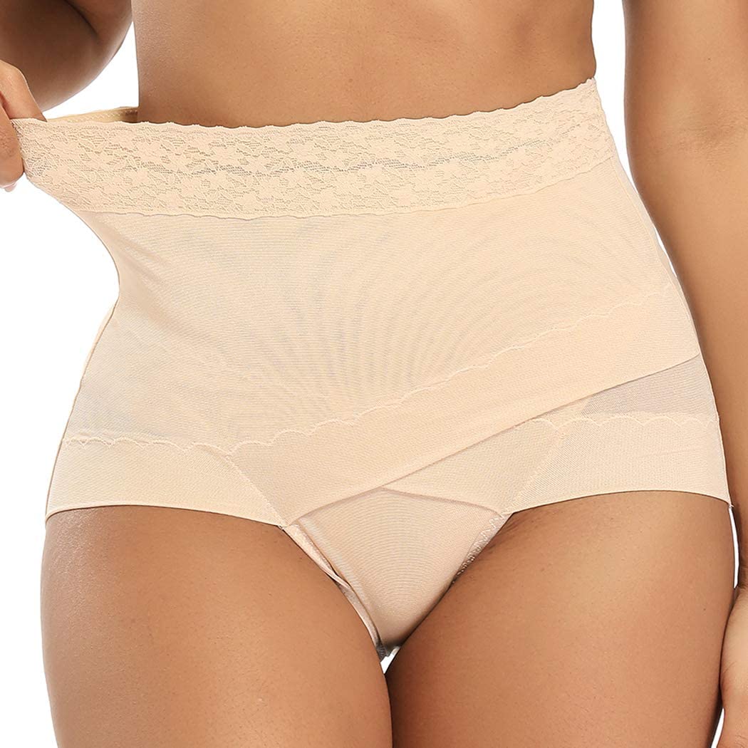 Price:$13.99 Mesh Lace Shapewear Panties for Women Tummy Control Brief Hi-Waist Body Shaper Underwear Butt Lift at Amazon Women’s Clothing store