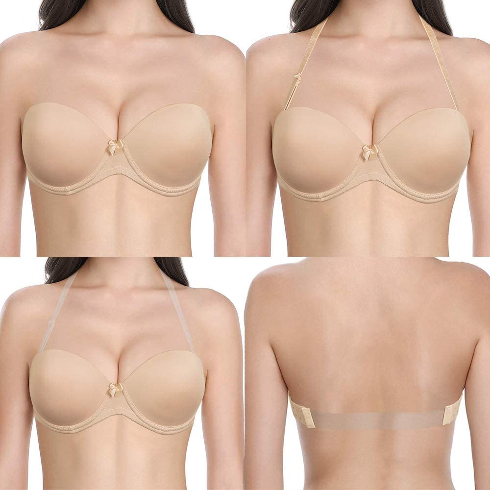 Price:$16.99 YBCG Women's Strapless Push up Padded Convertible Multiway Underwire Bra with Clear Strap for Dance Wedding Party at Amazon Women’s Clothing store