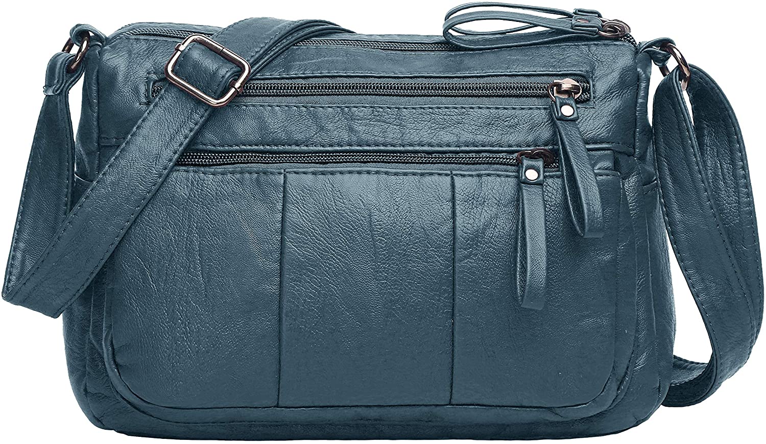 Price:$16.99 Volcanic Rock Women Crossbody Bag Pocketbooks Soft PU Leather Purses and Handbags Multi Pocket Shoulder Bag (Blue-10.2")  Handbags   