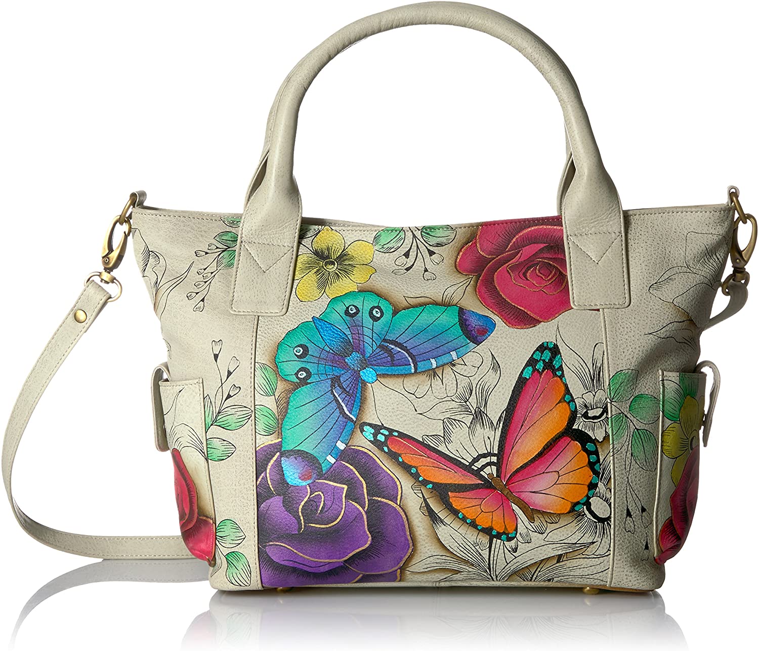 Price:$229.00    Anna by Anuschka Handpainted Leather Women's Convertible Large Tote, floral paradise  Clothing