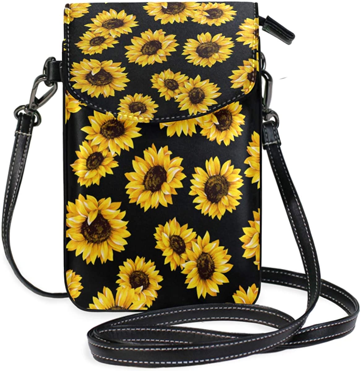Price:$22.99 ZZKKO Sunflower Mini Crossbody Shoulder Bags Cellphone Purse Wallet Pouch Handbag Leather for Women Casual Daily Traveling Hiking Camping Use  Handbags   