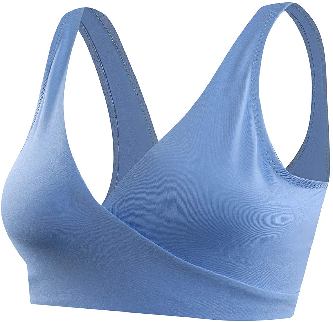 Price:$16.99 Sunzel Women's Cotton Spandex Seamless Sleep Bra for Nursing and Maternity [2019 Upgraded Version] Blue L at Amazon Women’s Clothing store