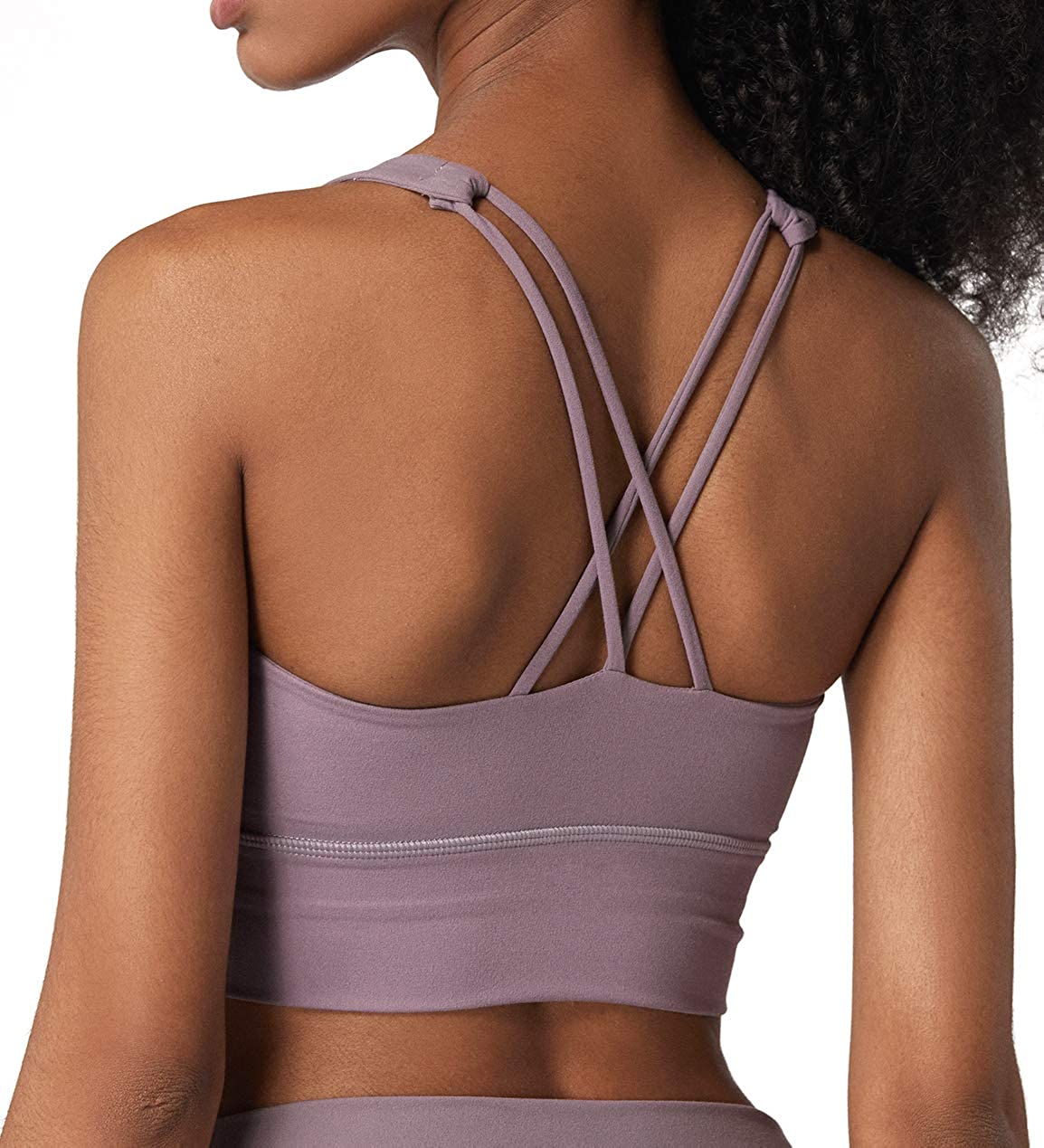 Price:$15.99 Kimmery Womens Strappy Sports Bras Padded Supportive Wirefree Yoga Bra Tops at Amazon Women’s Clothing store