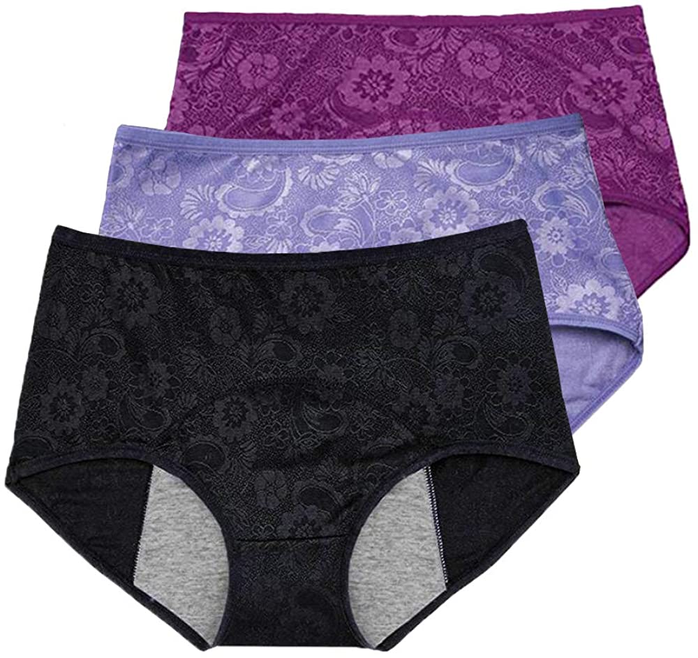 Price:$18.19 Women Leak Proof Period Panties Incontinence Menstrual Underwear Jacquard Easy Clean Panties US Size XXS-4XL/11 at Amazon Women’s Clothing store