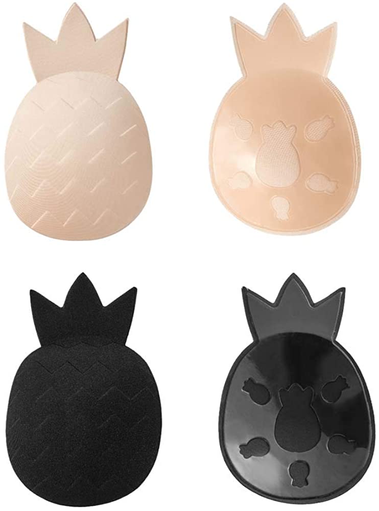 Price:$14.99 Adhesive Bra Invisible Strapless Bra Push Up Backless Sticky Pineapple Bra for Women (B) Black and Beige at Amazon Women’s Clothing store