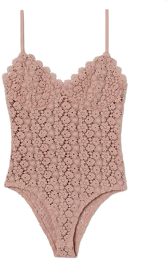 Price:$18.99 Sexy Lace V Neck Bodysuit Women Aesthetic White Black Pink Bodycon Camisole Halter Tank Leotard Body Tops Jumpsuit at Amazon Women’s Clothing store