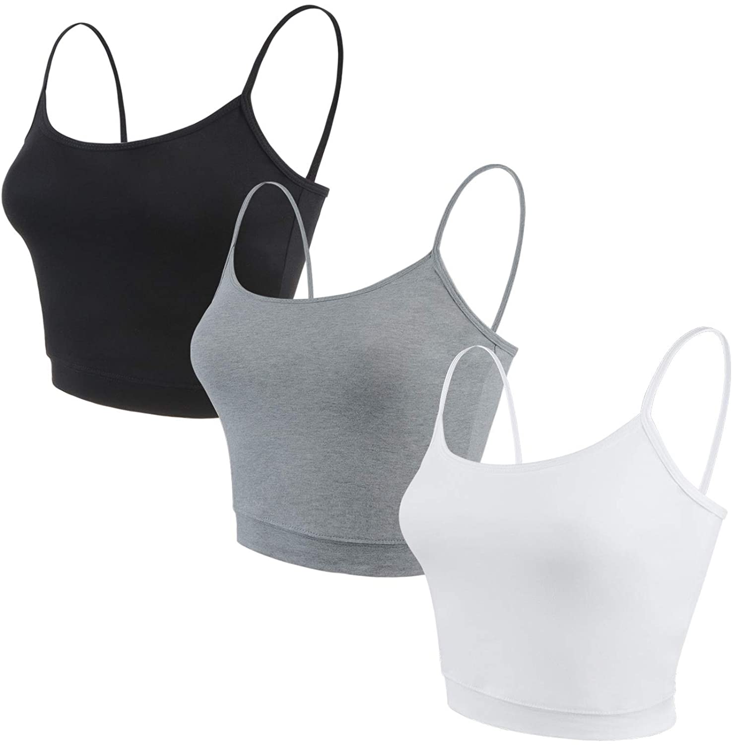 Price:$14.99 Tenpluszero 3 Pieces Camisole Strap Crop Tank Top Sports Bra Yoga Sleeping Bras for Women Girls at Amazon Women’s Clothing store