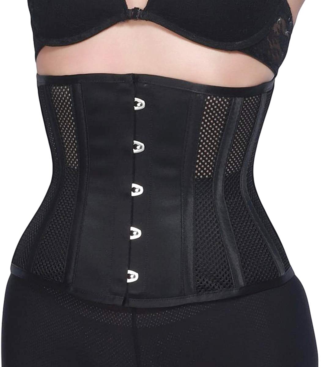 Price:$29.99 RZY Women's Petite 12 Steel Boned Heavy Duty Waist Trainer Underbust Corset Short Torso Mesh Body Shaper (Grid Style) at Amazon Women’s Clothing store
