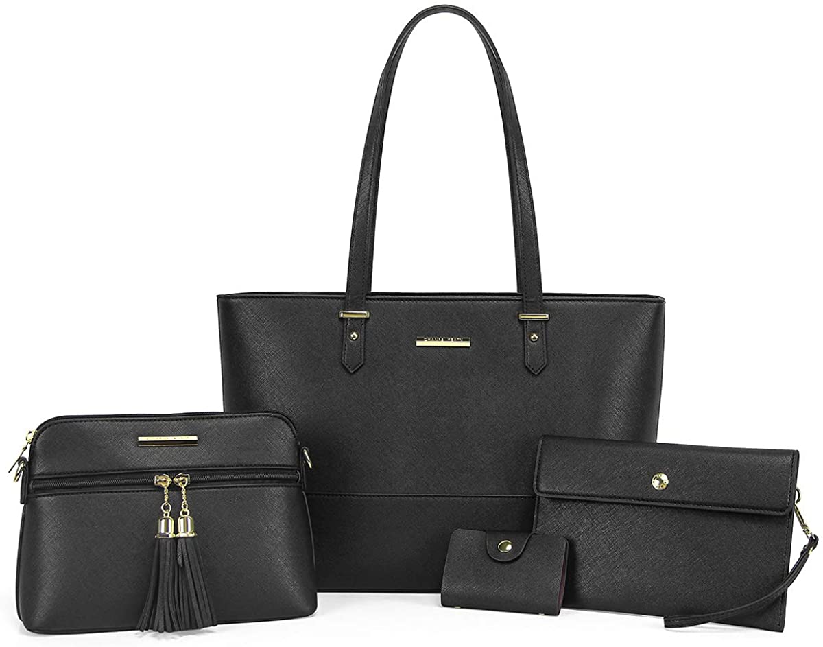 Price:$38.99    CHANRS KEATN Handbags for Women Fashion Tote Shoulder Bags Top Satchel Purses 4pcs Handbag Set (Black)  Clothing