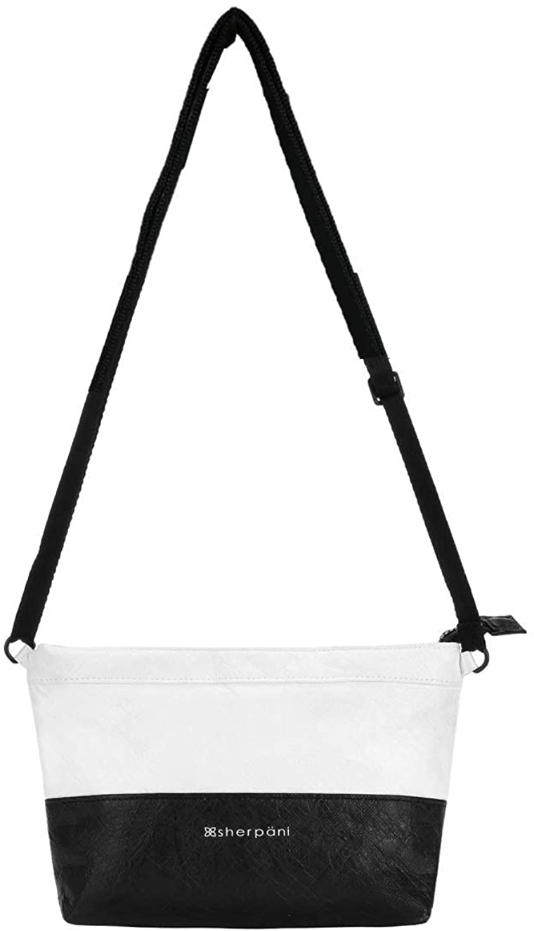 Price:$32.95 Sherpani Cali, Tyvek Crossbody Bag, Ultralight Small Shoulder Bag, Washable Crossbody Purse, Paper Bag for Women (White/Black)  Handbags   
