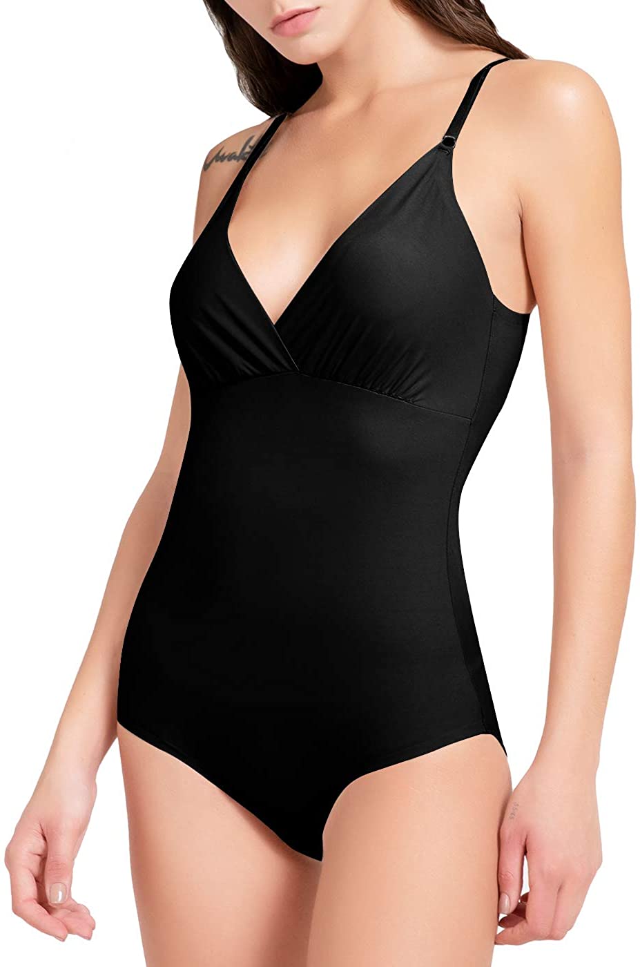 Price:$18.99 COMFREE Women's Seamless Cami Leotard Bodysuit V Neck Slimming Tank Top Bodysuit Shapewear at Amazon Women’s Clothing store